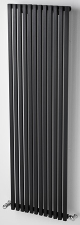 ULTRAHEAT KLON METALLIC BLACK H1800mm x W383mm MINIMALIST VERTICAL SINGLE 'D' TUBE RADIATOR, KS1810B